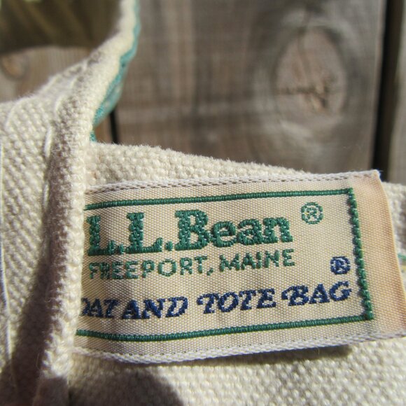 Vintage L.L. Bean Green Boat And Tote Canvas Bag LL Bean Freeport Maine Open Top - Picture 8 of 10